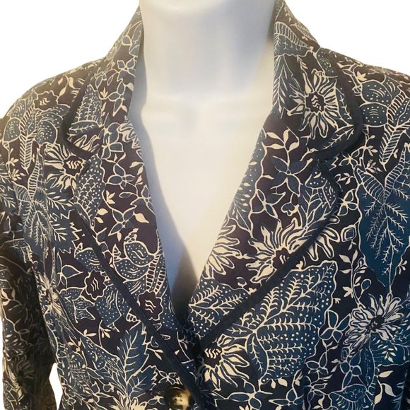 Eddie Bauer cotton and linen blue floral jacket size 8 - Picture 4 of 8